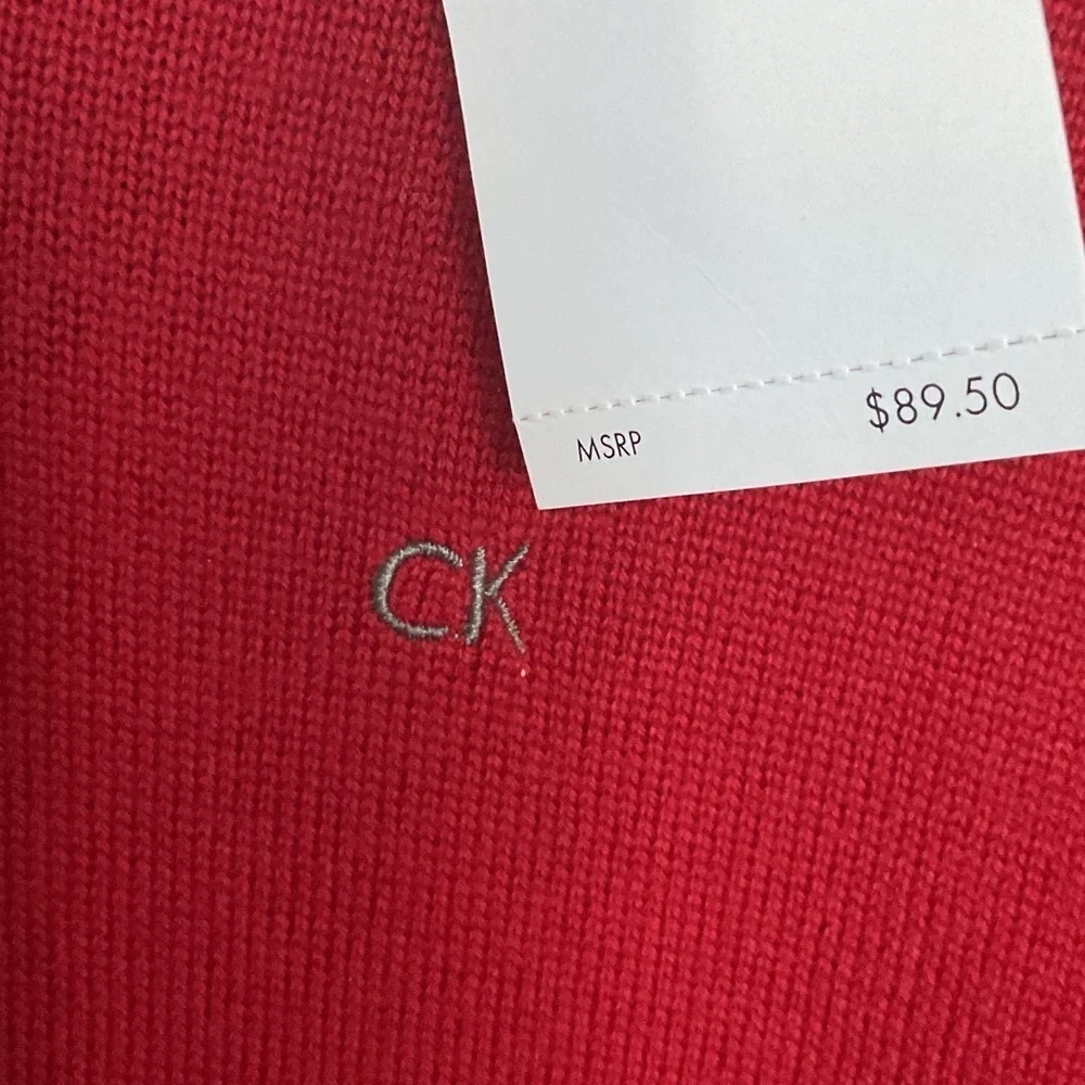 CALVIN. KLEIN Men's Red V-Neck Sweater. SIZE M - Picture 6 of 7